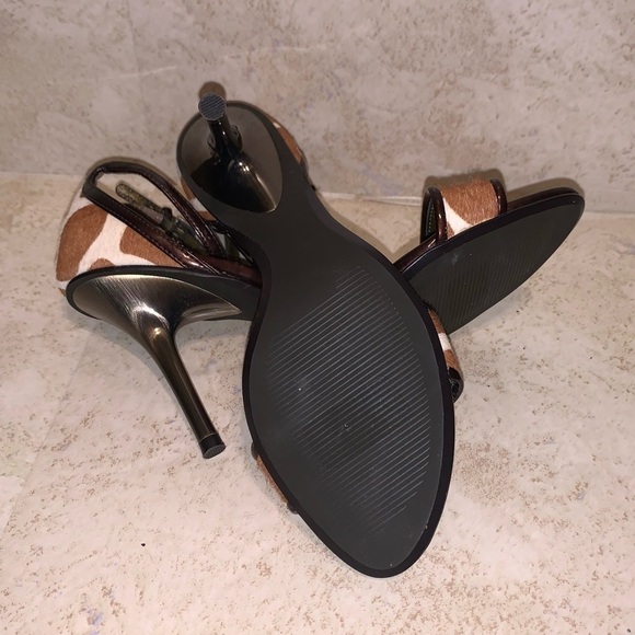 Paola Frani Giraffe Animal Print Ankle Strap Open Toe Stiletto Heels Size 6.5 - Picture 5 of 5
